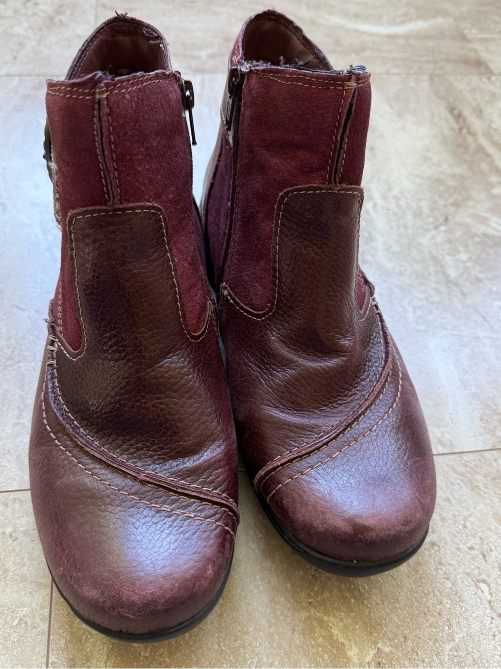 Earth Origins Ankle Boots Burgundy Women’s Size 8 1/2 Wide Lather